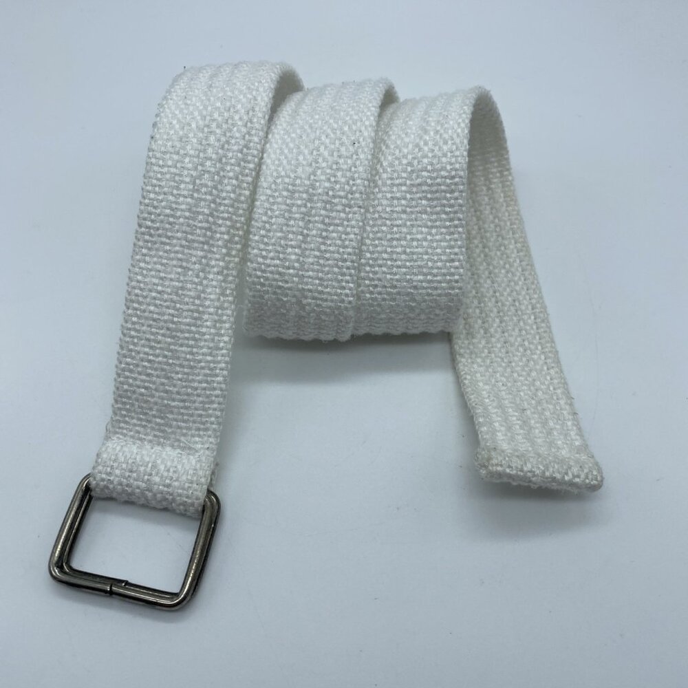 Unbranded White D-Ring Belt Men's Size S End to End 32"